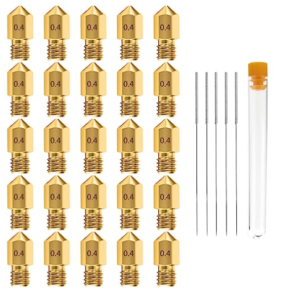 Pack de 25 Nozzles MK8 de Bronze 0.4 de 1,75 mm para Makerbot, Creality CR-10, Ender 3, 5 com caixa de metal