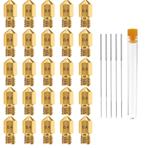 Pack de 25 Nozzles MK8 de Bronze 0.4 de 1,75 mm para Makerbot, Creality CR-10, Ender 3, 5 com caixa de metal