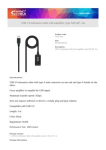 usb3.0 extensao amplificador nanocable 10.01.0311 5m data sheets pdf